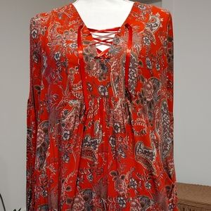 Free people red boho dress